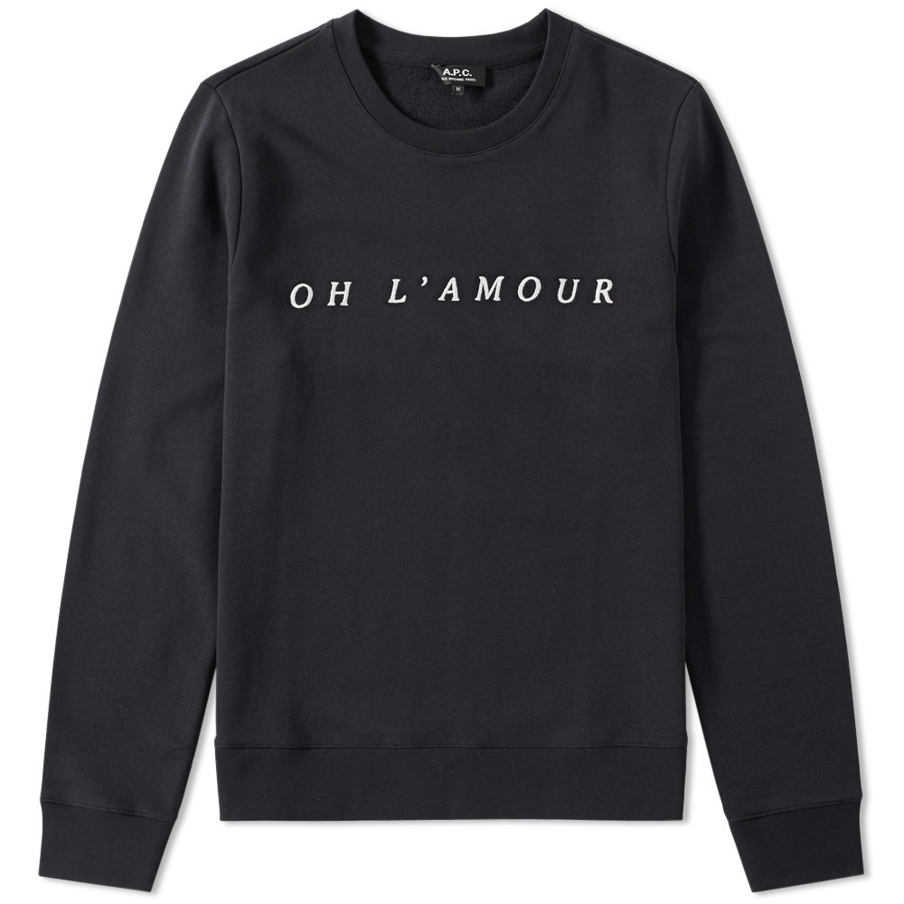 Mens a.p.c. crew sweatshirt (black oh l’amour)